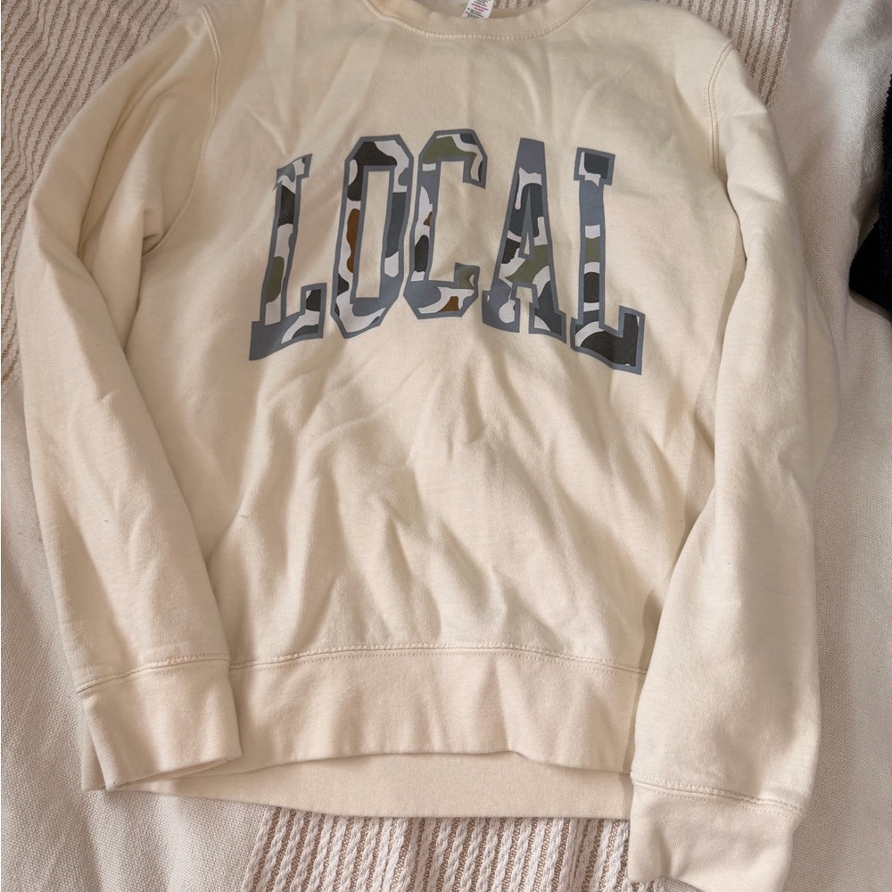 Cream Sweater with Camo Print